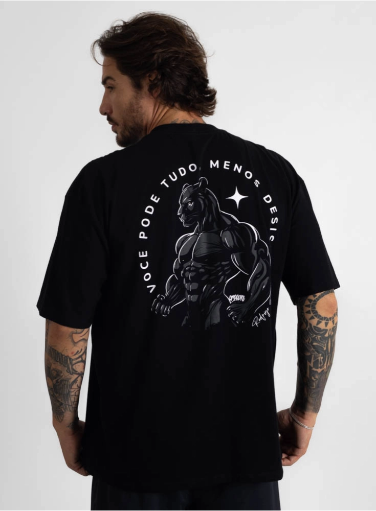 Camiseta Oversized Pantera Desistir Preta | Crown Training