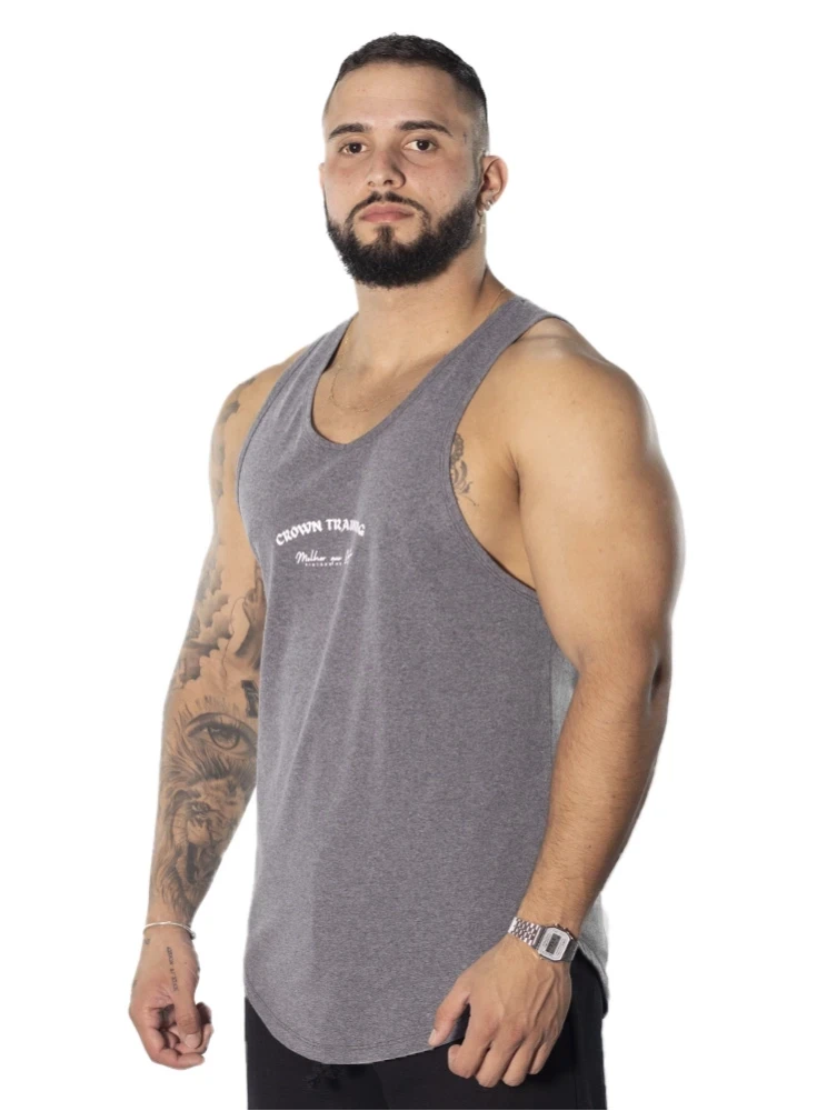 Regata Crown Trad Melhor que ontem Mescla Black Regata Crown Trad Melhor que ontem Mescla Black