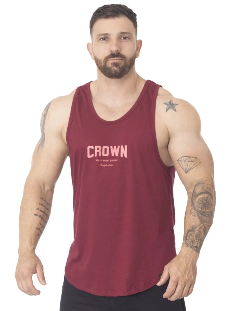 Regata Masculina Bordô Bodybuilder Crown Training