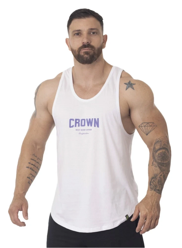 Regata Masculina Branca Bodybuilder Crown Training