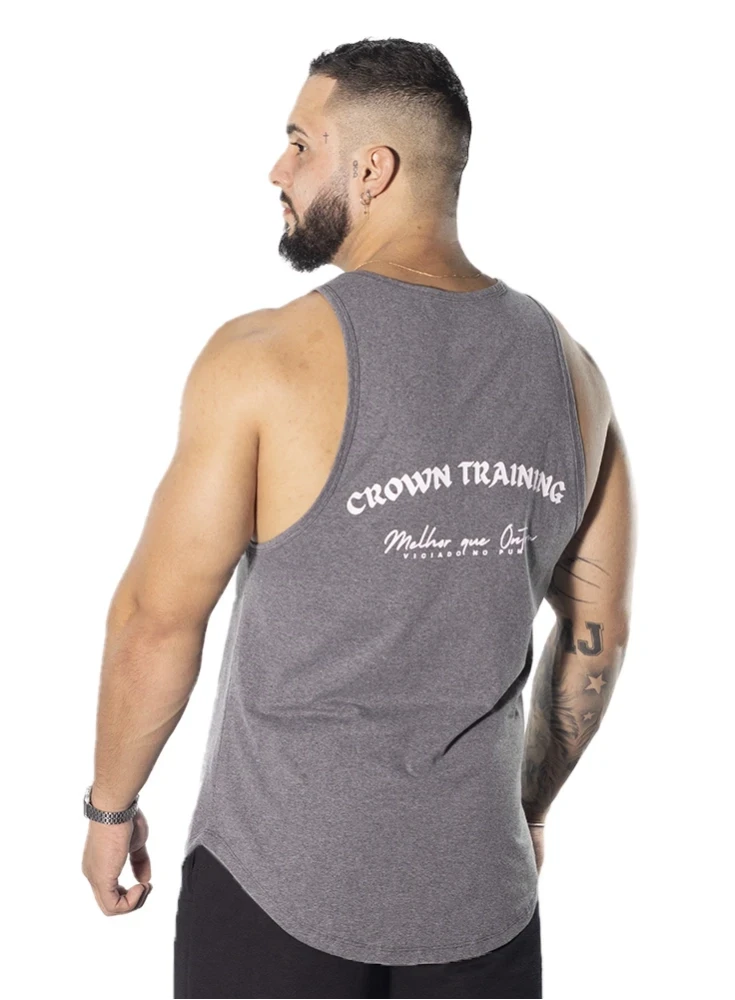 Regata Crown Trad Melhor que ontem Mescla Black Regata Crown Trad Melhor que ontem Mescla Black