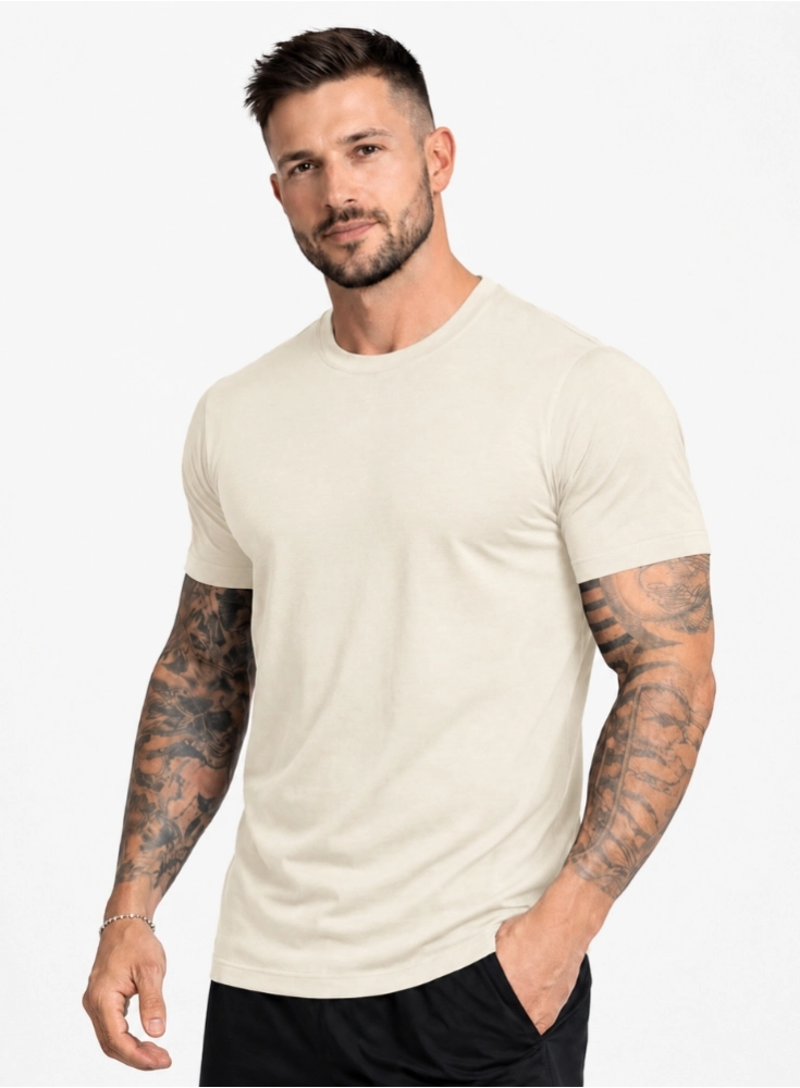 Camiseta Crown Tech Modal Creme Camiseta Crown Tech Modal Creme