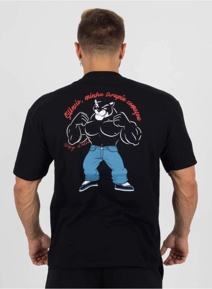 Camiseta Oversized Pantera Terapia Preta