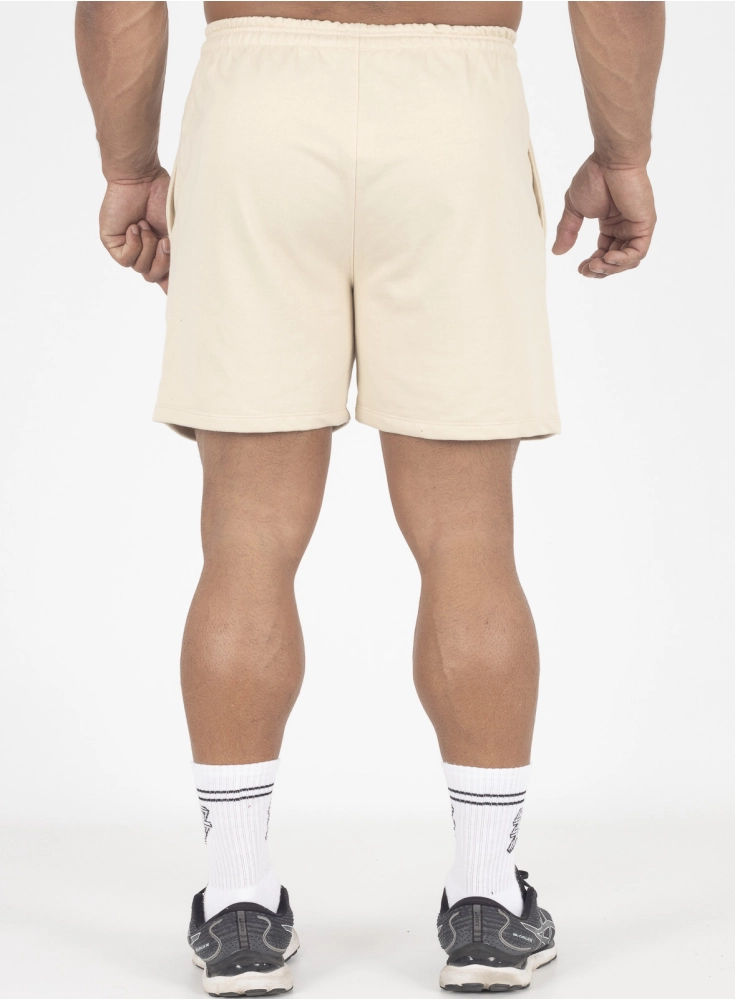 Bermuda Crown Moletom Curta Raio Bordada Creme