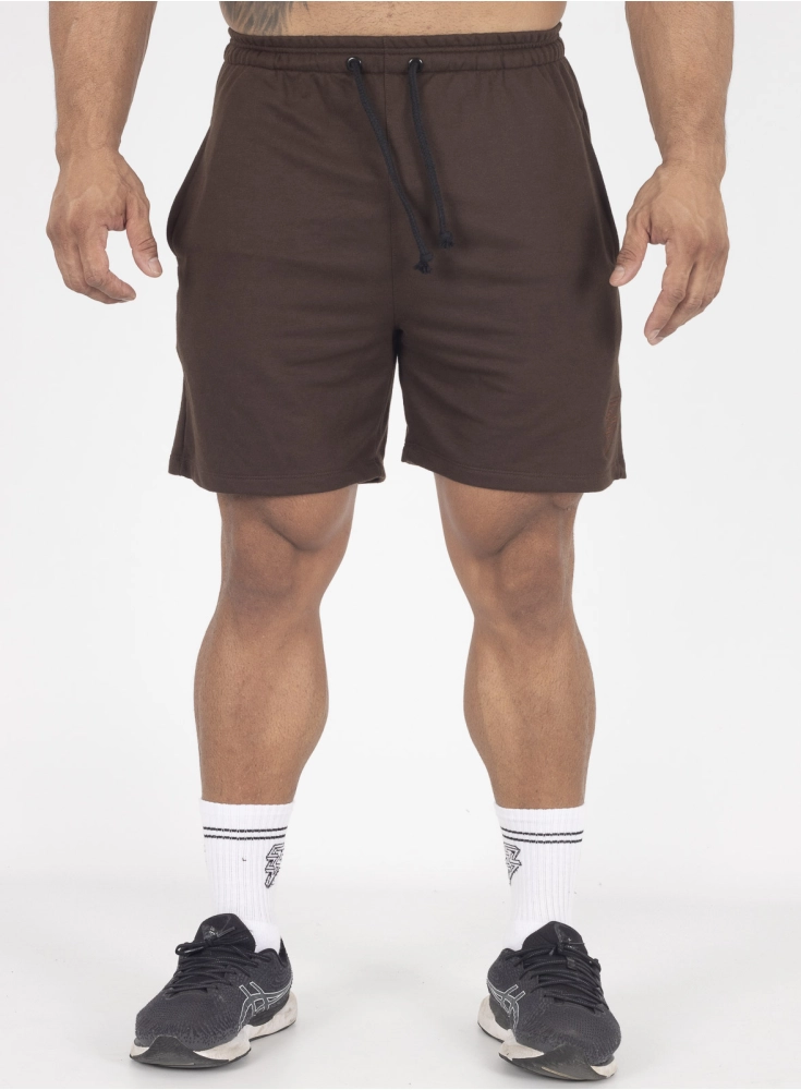 Bermuda Crown Moletom Curta Raio Bordada  Marrom