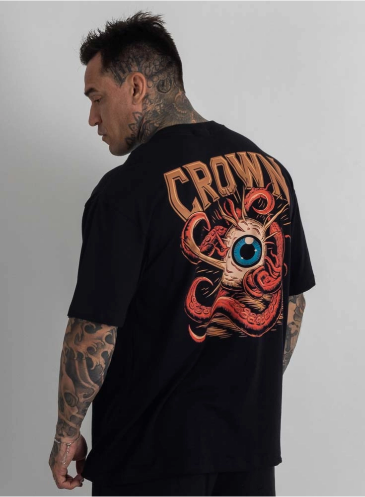Camiseta Oversized Monster Observer Preta Camiseta Oversized Monster Observer Preta
