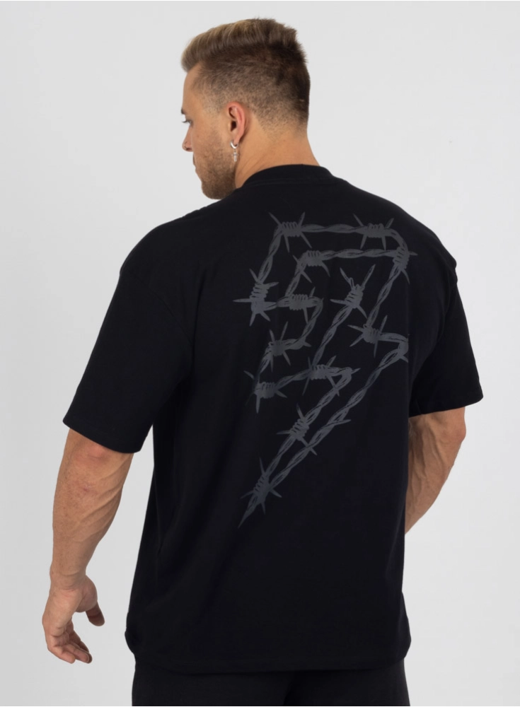 Camiseta Oversized Preta Arame Farpado