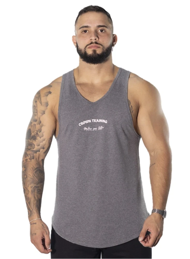 Regata Crown Trad Melhor que ontem Mescla Black Regata Crown Trad Melhor que ontem Mescla Black