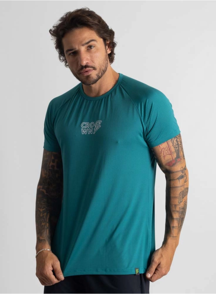 Camiseta Crown Dry Fit ice Raio Verde Petróleo