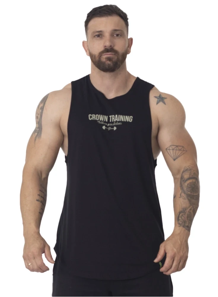 Regata Crown Tank Viciado no Pump  Preto 
