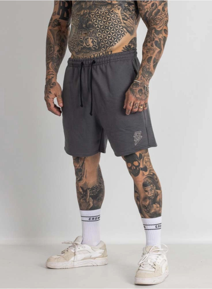 Bermuda de Moletom Crown Curta Raio Grafite Bermuda de Moletom Crown Curta Raio Grafite