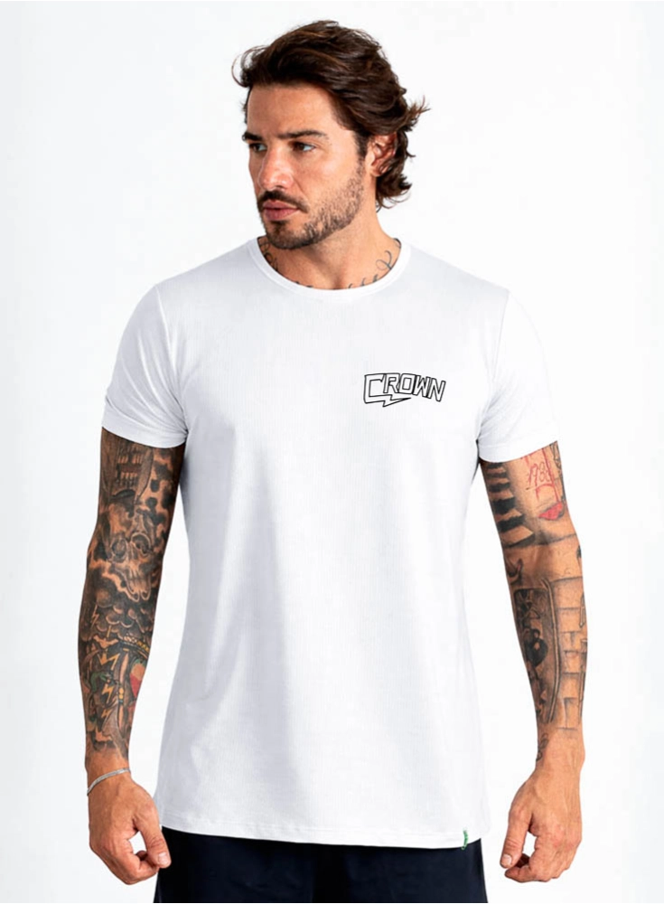Camiseta Crown Polytech Spark Branca Camiseta Crown Polytech Spark Branca