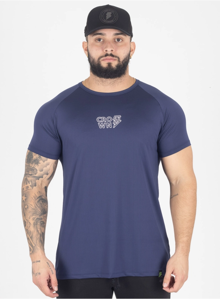 Camiseta Crown Dry Fit ice Raio Azul Marinho