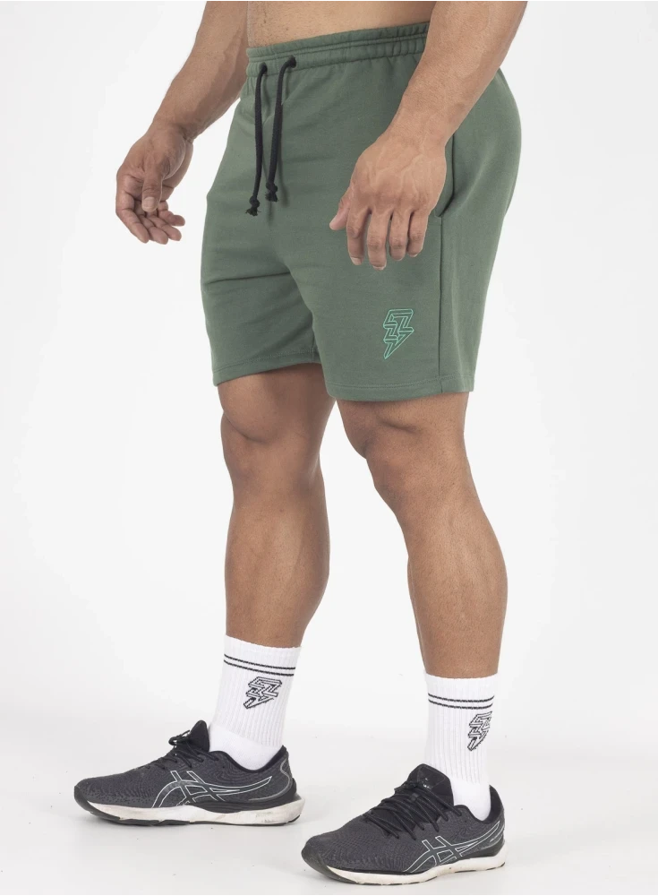 Bermuda Crown Moletom Curta Raio Bordada  Verde Escuro 