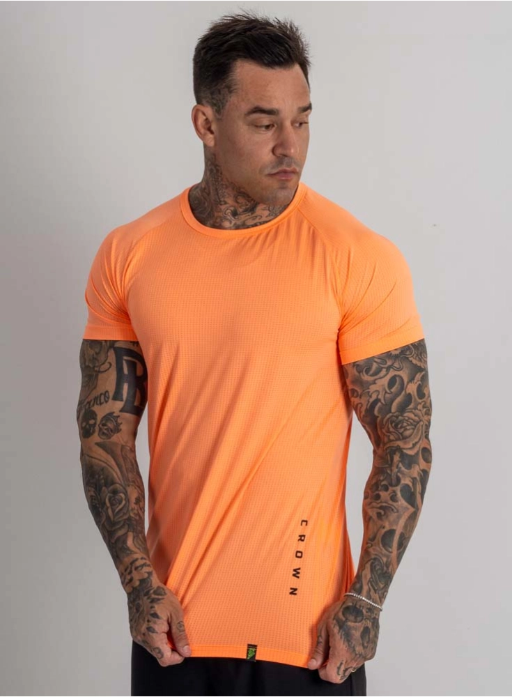Camiseta Crown Dry Fit ice Elemental Laranja Neon
