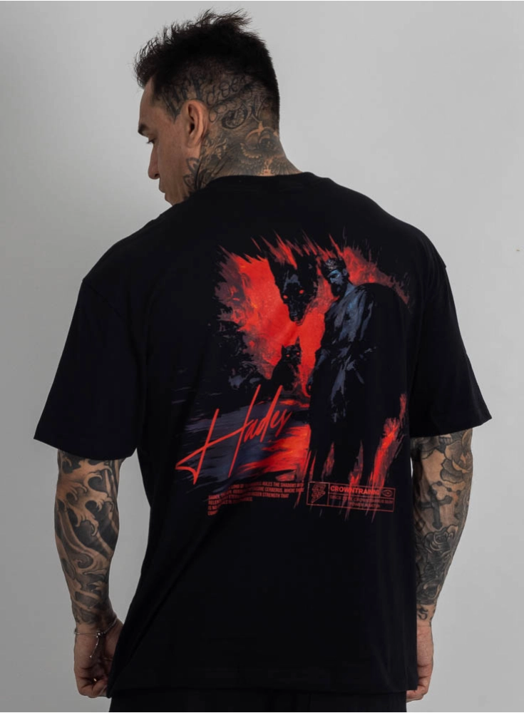 Camiseta Oversized Deuses Hades Preta