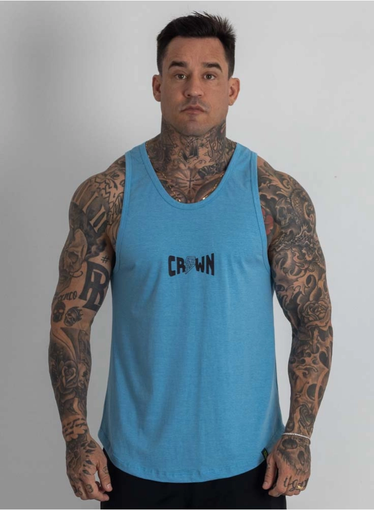 Regata Crown Tradicional Core Mescla Azul Claro Regata Crown Tradicional Core Mescla Azul Claro