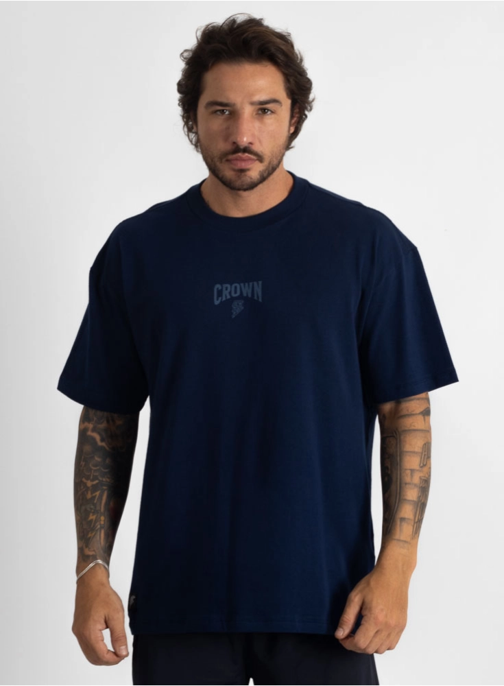 Camiseta Oversized Treino Fofo Azul Marinho