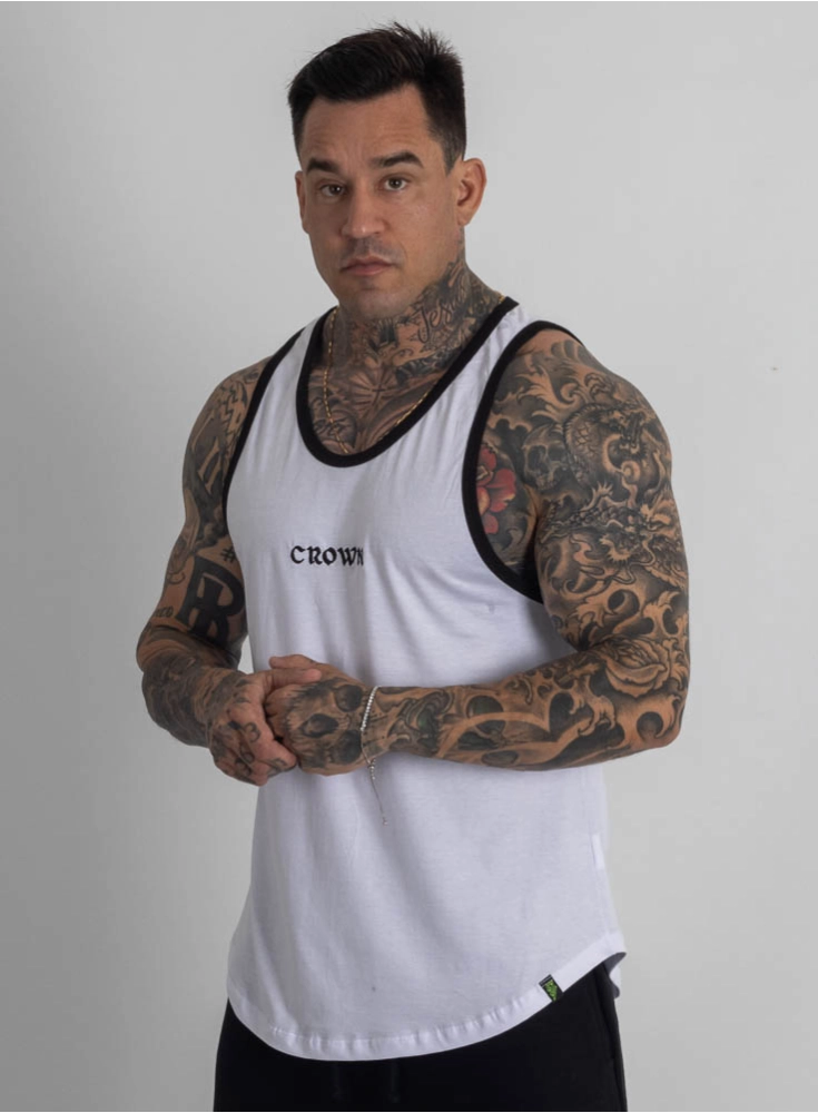 Regata Crown Tradicional Bordada Origin Branca Regata Crown Tradicional Bordada Origin Branca