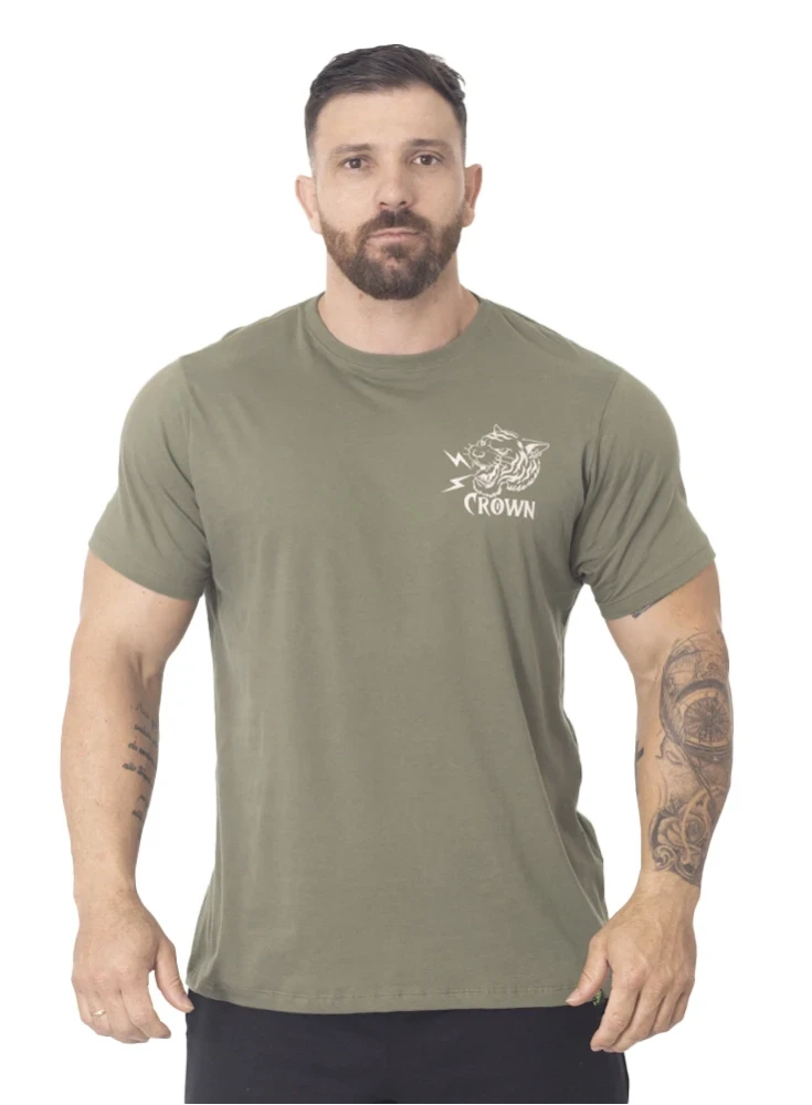 Camiseta  Crown Training Tigre  Verde Militar 