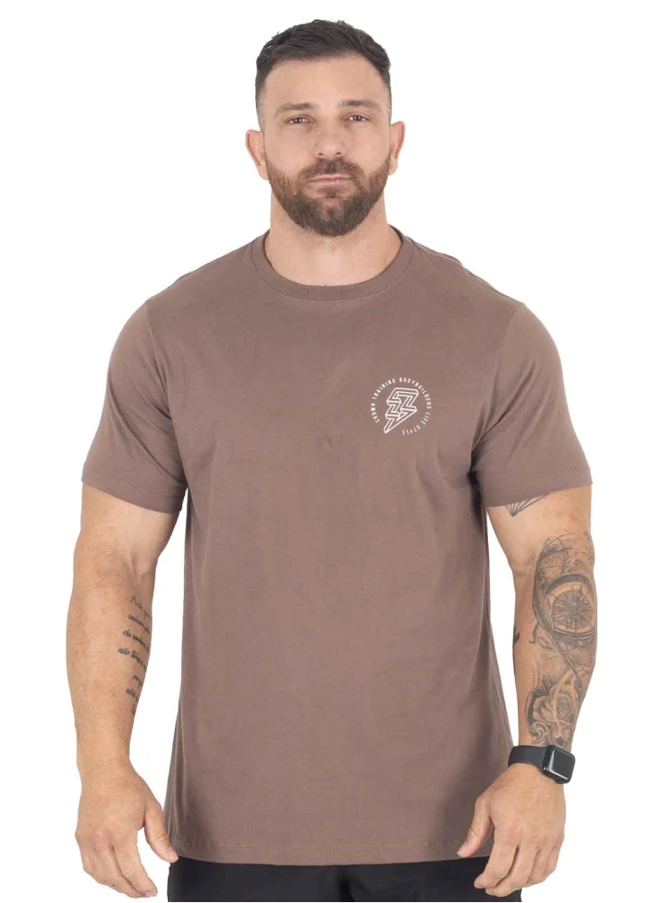 Camiseta Crown Training Bodybuilder Marrom Taupe
