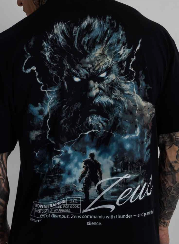 Camiseta Oversized Deuses Zeus Preta