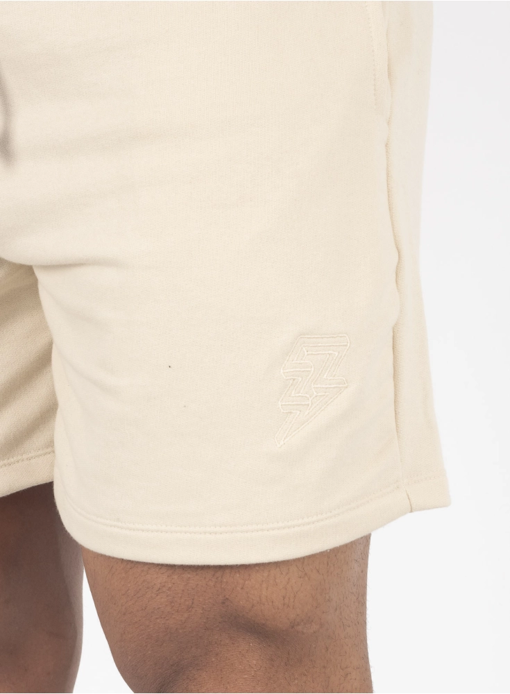Bermuda Crown Moletom Curta Raio Bordada Creme