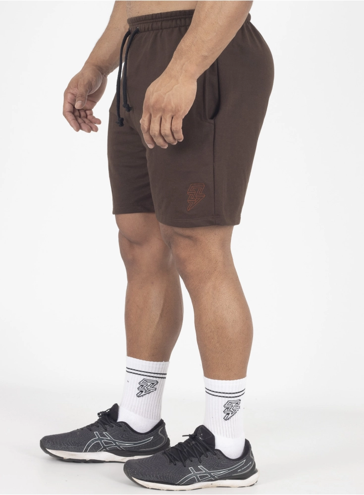 Bermuda Crown Moletom Curta Raio Bordada  Marrom