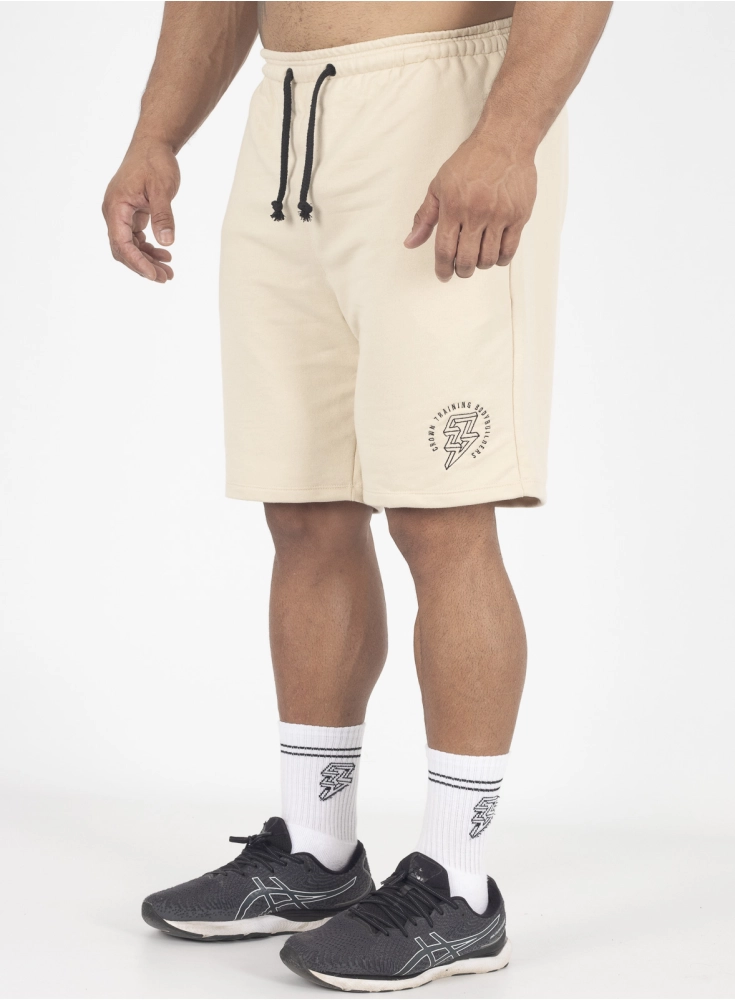 Bermuda Crown Trad Moletom Bodybuilding Bordada Creme 