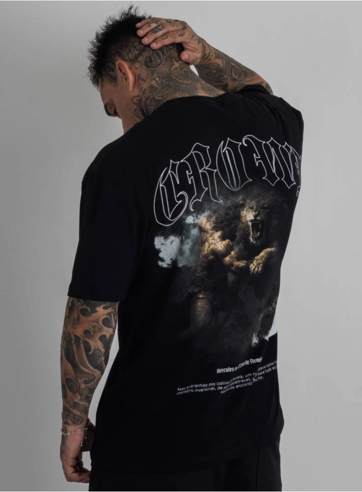 Camiseta Oversized Deuses H&eacute;rcules Preta