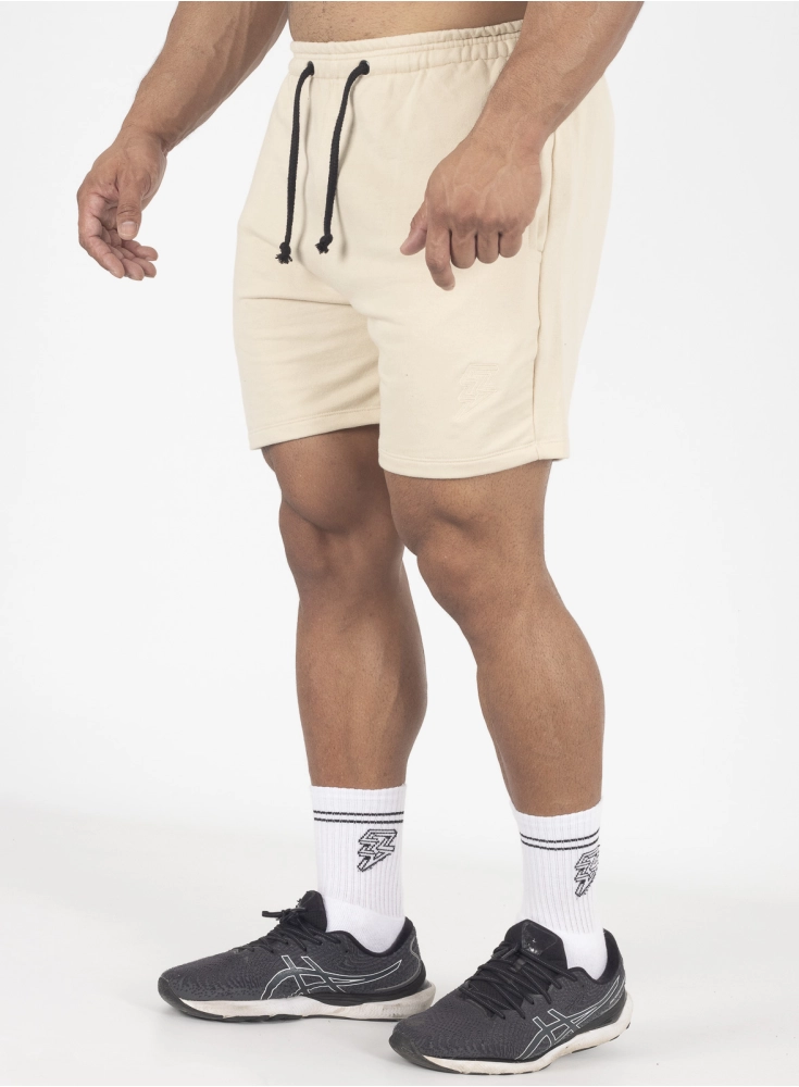 Bermuda Crown Moletom Curta Raio Bordada Creme