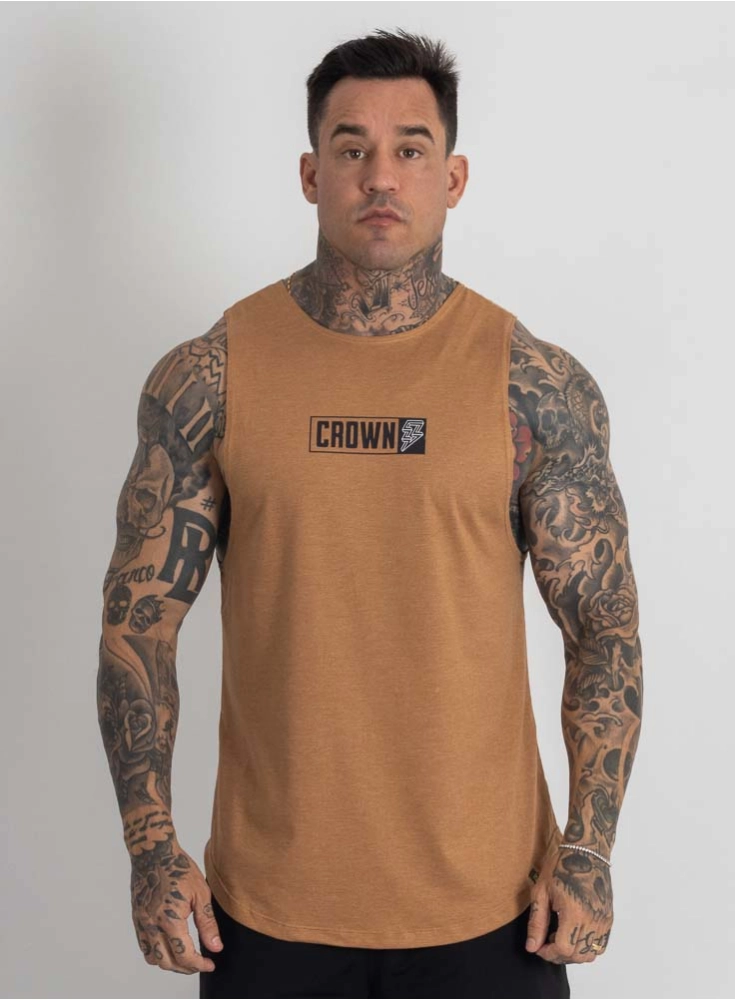 Regata Crown Tank Block Mescla Caramelo Regata Crown Tank Block Mescla Caramelo