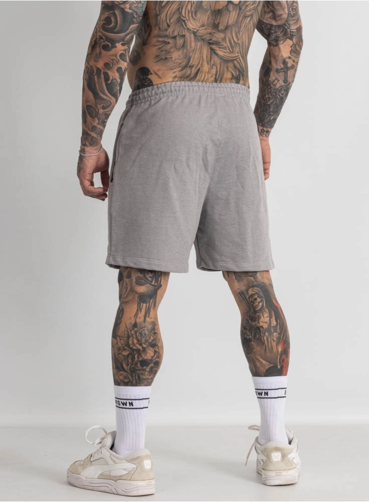 Bermuda de Moletom Crown Curta Middle Bordada Mescla