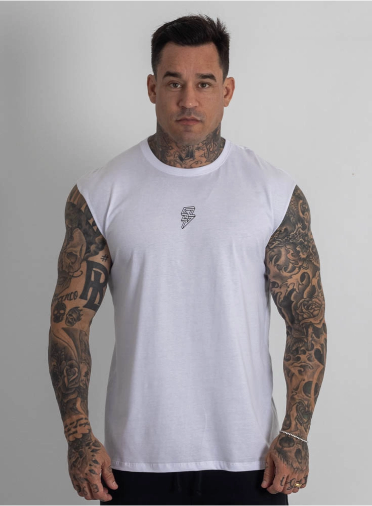 Regata Crown Japonesa Reta Bodybuilder Branca Regata Crown Japonesa Reta Bodybuilder Branca