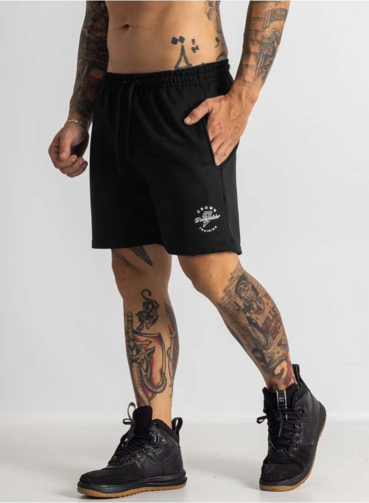 Bermuda de Moletom Crown Curta Bodyuilder Preta