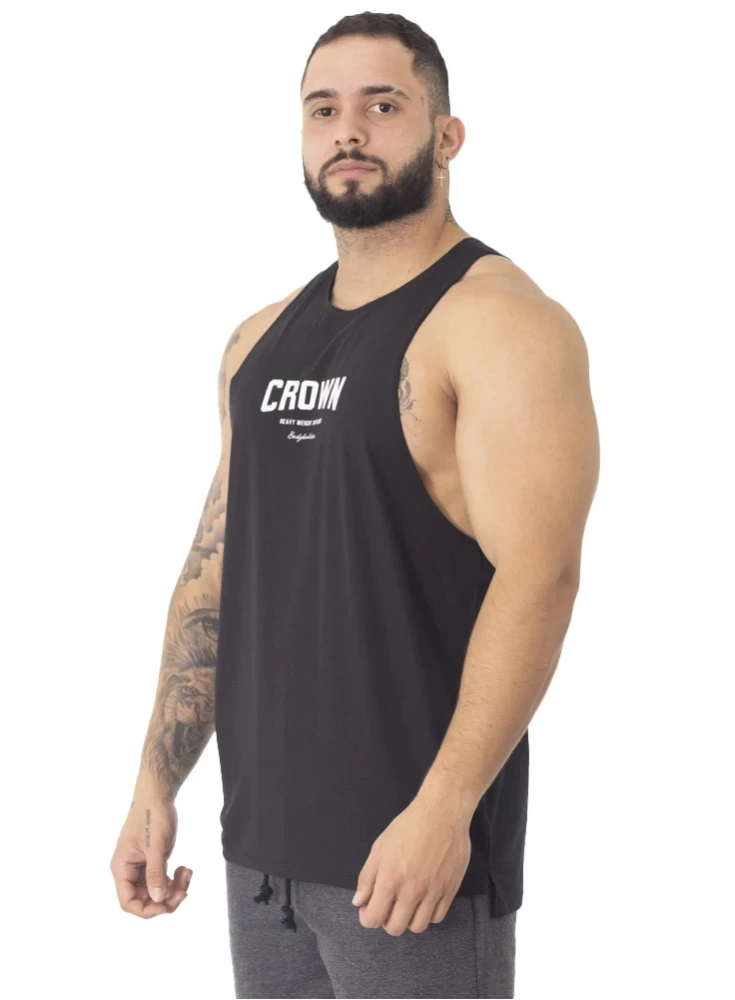 Regata Crown Corte Laser Bodybuilder Preto Regata Crown Corte Laser Bodybuilder Preto