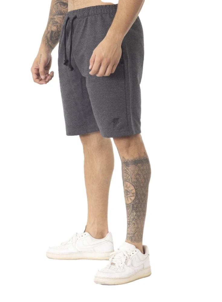 Bermuda Crown Moletom Tradicional Dark Bordada  Mescla Black 