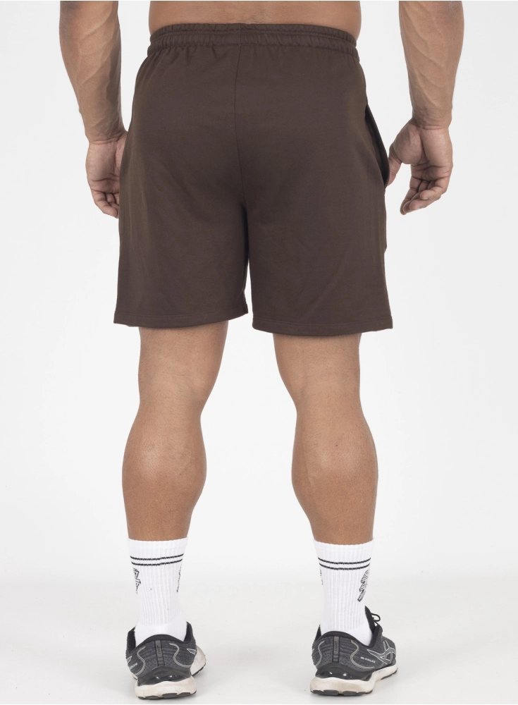 Bermuda Crown Moletom Curta Raio Bordada  Marrom