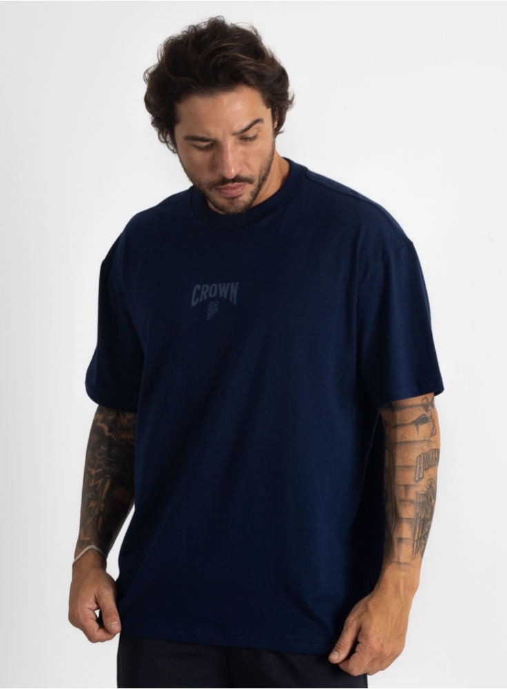 Camiseta Oversized Treino Fofo Azul Marinho