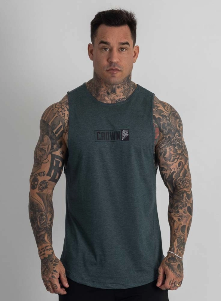 Regata Crown Tank Block Mescla Verde Escuro