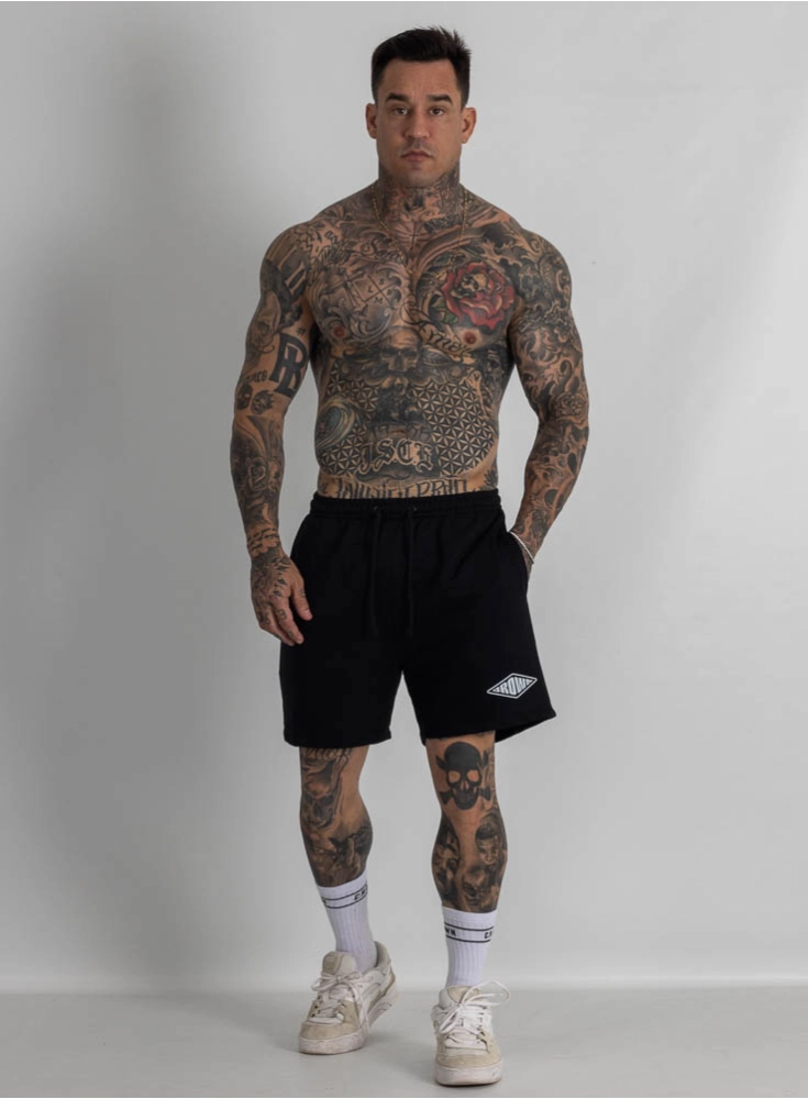 Bermuda de Moletom Crown Curta Form Preta Bermuda de Moletom Crown Curta Form Preta