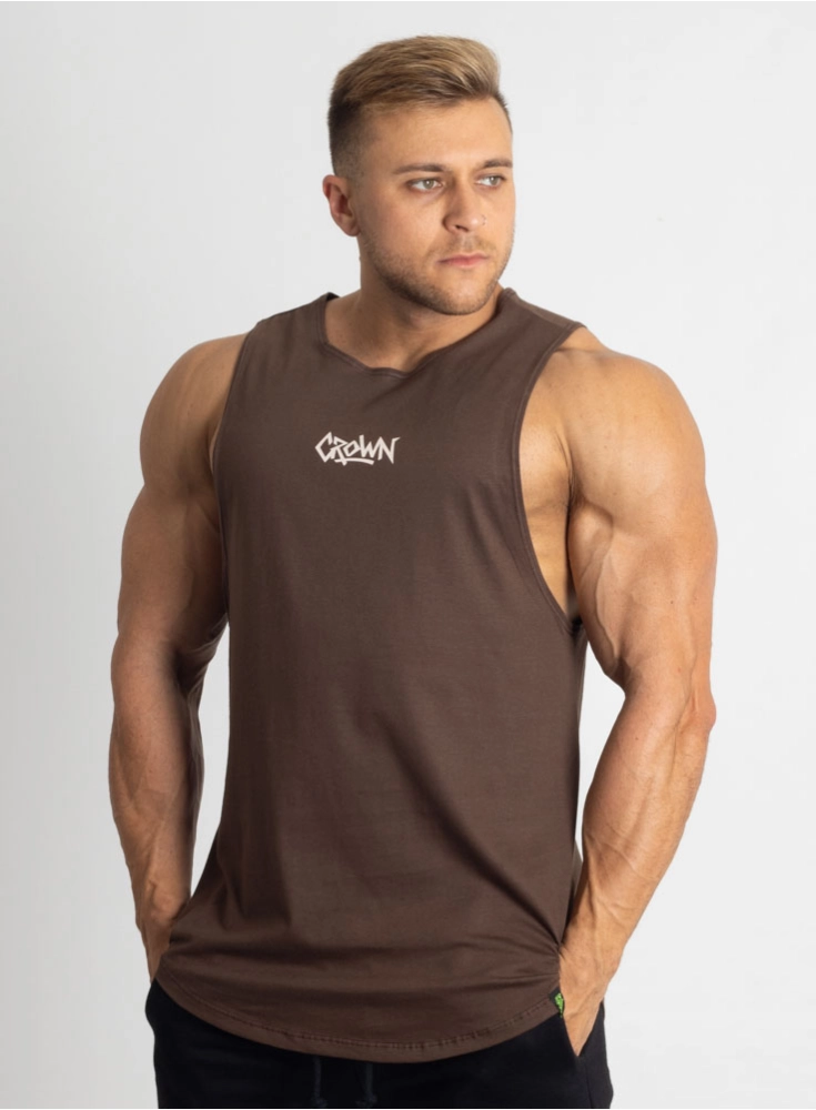 Regata Crown Tank Graffs Marrom Taupê Regata Crown Tank Graffs Marrom Taupê