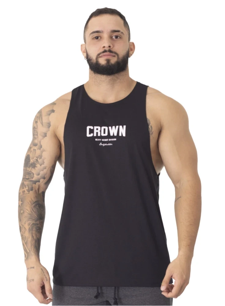 Regata Crown Corte Laser Bodybuilder Preto Regata Crown Corte Laser Bodybuilder Preto