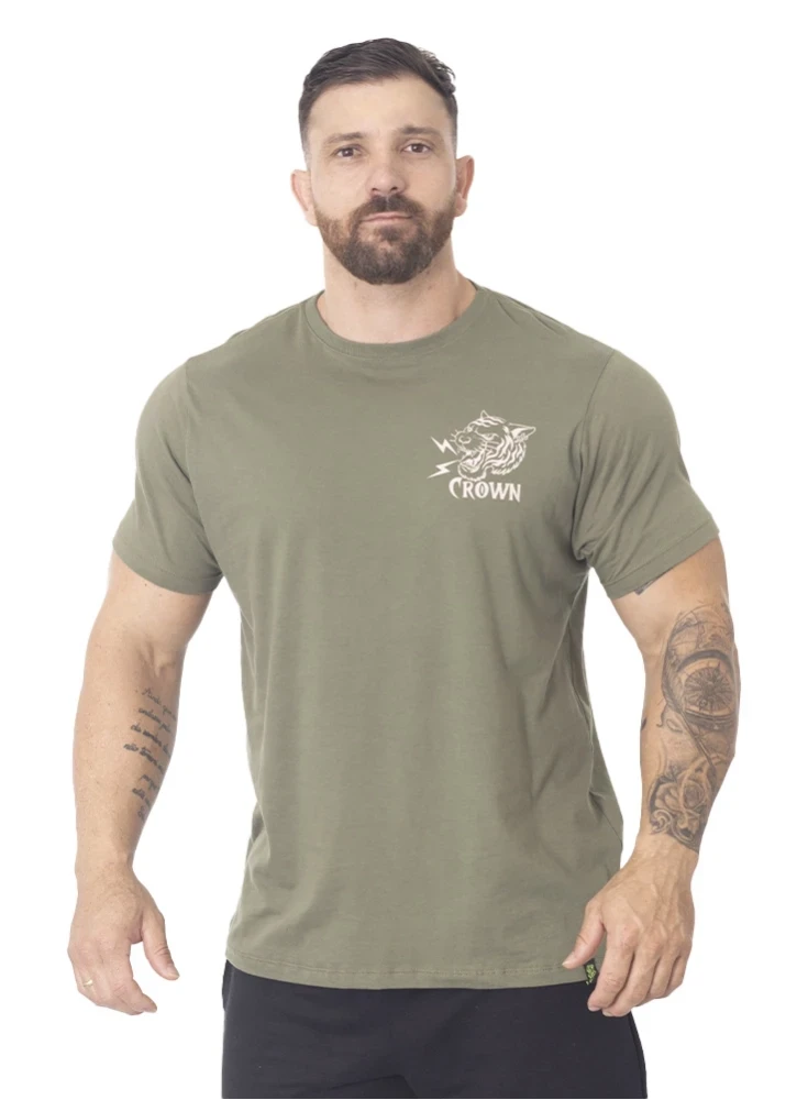 Camiseta  Crown Training Tigre  Verde Militar 