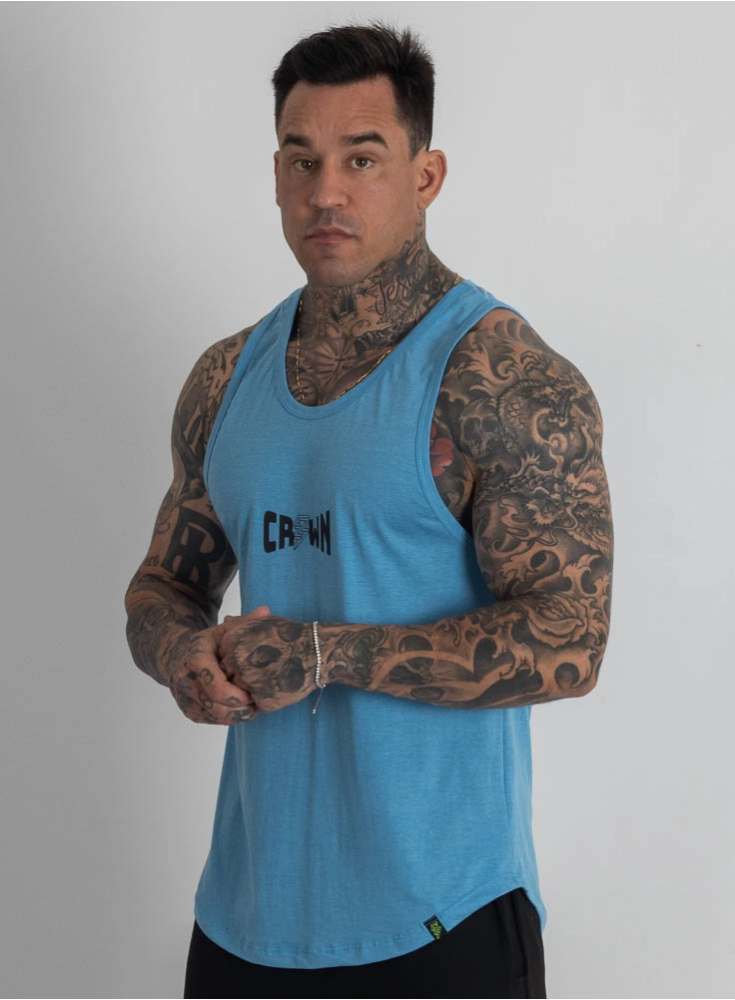 Regata Crown Tradicional Core Mescla Azul Claro Regata Crown Tradicional Core Mescla Azul Claro