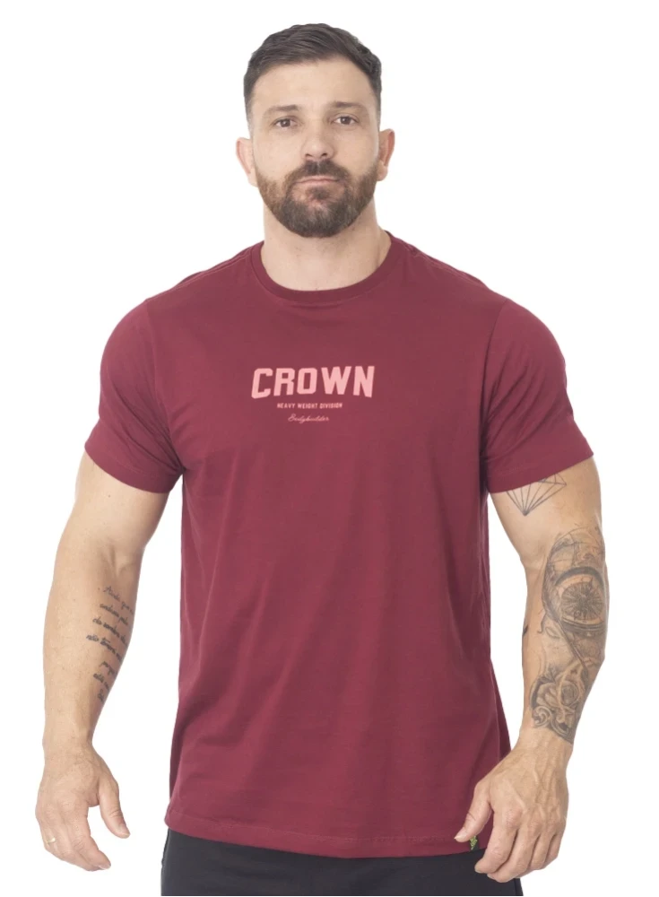 Camiseta Crown Training Bodybuilder  Bordô 