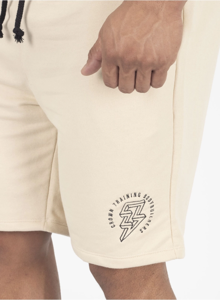 Bermuda Crown Trad Moletom Bodybuilding Bordada Creme 