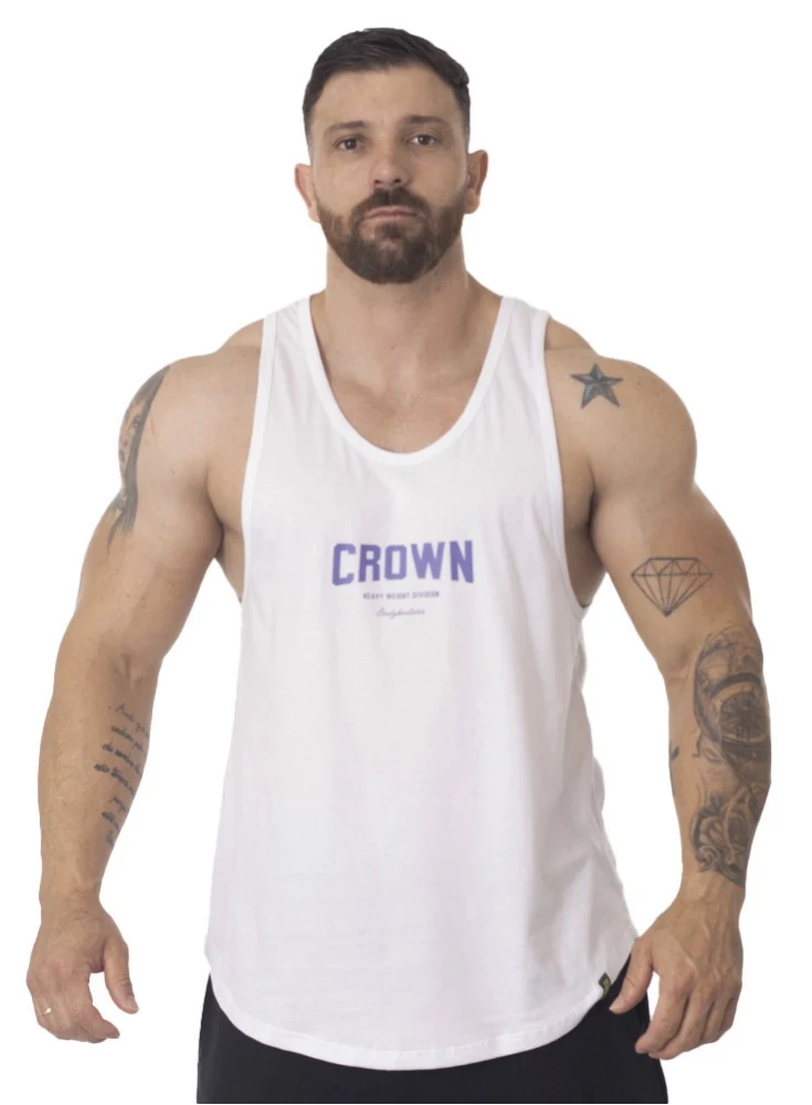 Regata Masculina Branca Bodybuilder Crown Training