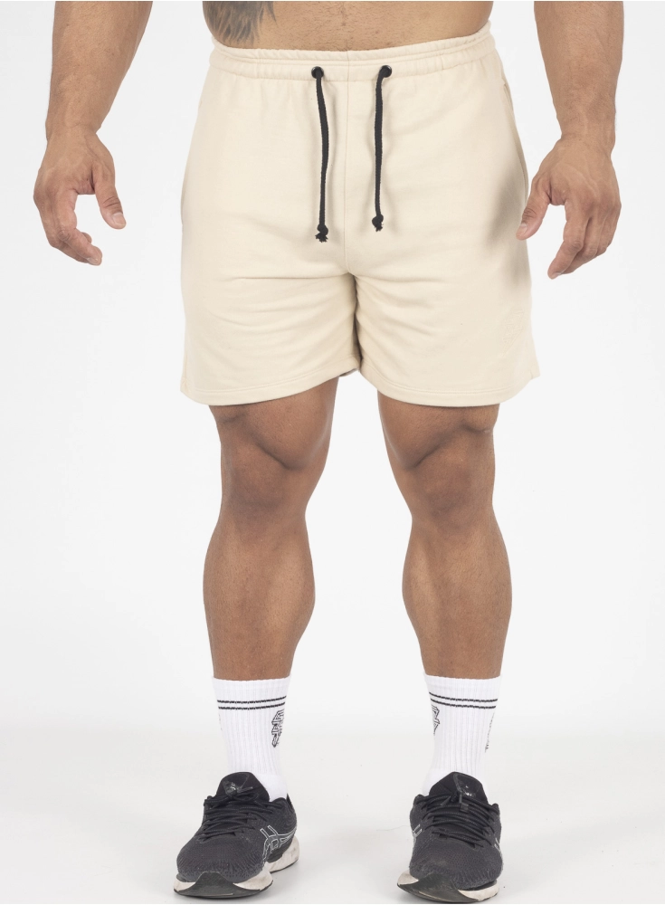 Bermuda Crown Moletom Curta Raio Bordada Creme