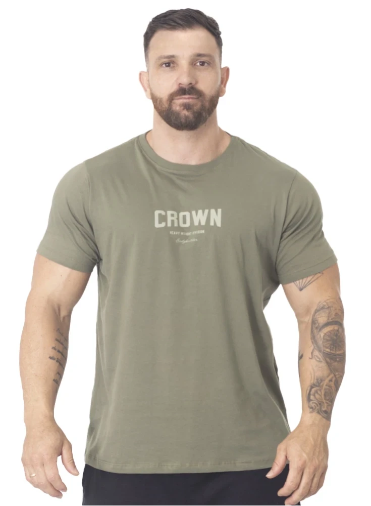 Camiseta Crown Training Bodybuilder  Verde Militar 